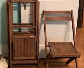 Set of four vintage wooden folding chairs