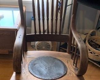 Vintage rocker with leather inset