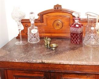 Beautiful European marble top cabinet/bar. Ample storage.  BUY IT NOW!     $495.00.                                             57 1/2" W x 20 1/2" D x 56" H.