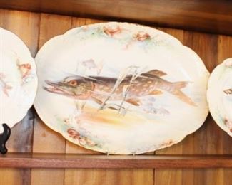 Set of Haviland France fish plates.  Platter and six plates. $295.00.