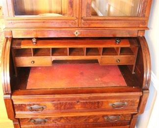 Previously pictured secretary.  Now shown with roll top opened!