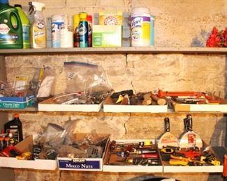Small tools and variety cleaning items.