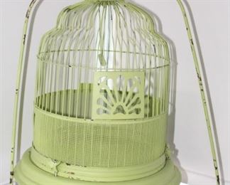 Vintage green painted bird cage.