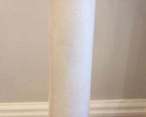 White, three piece, marble pedestal.  