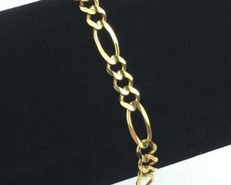 14K Yellow Gold Figaro Curb Link Bracelet