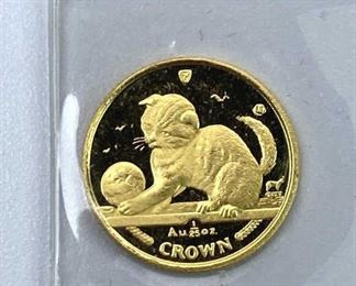 1/25th Oz Gold 2000 Isle of Man Cat Coin, Sealed