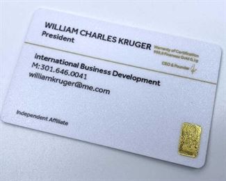 0.1g Gold Karatbars Carded Bar 999.9 Fine