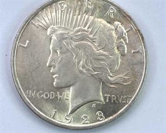 1923 Peace Silver Dollar, High Grade UNC