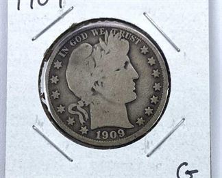 1909 Barber Silver Half Dollar, G