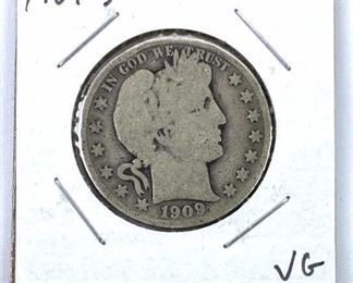 1909-S Barber Silver Half Dollar, VG