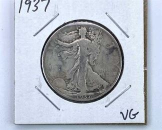 1937 Walking Liberty Silver Half Dollar, VG