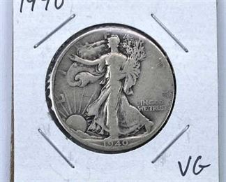 1940 Walking Liberty Silver Half Dollar, VG