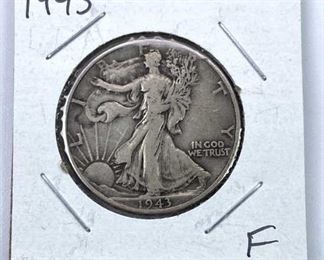 1943 Walking Liberty Silver Half Dollar, Fine