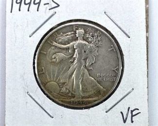 1944-S Walking Liberty Silver Half Dollar, VF