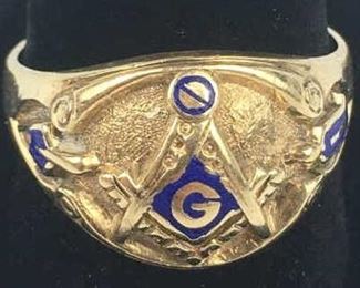 10K Yellow Gold Mason Ring, Vintage