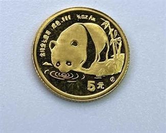 1/20th Oz Gold 1987 Panda Coin 999.9 China