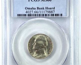 1945-S Omaha Bank Hoard Silver 5c MS66 PCGS