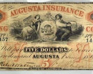 1860 The Augusta Insurance & Banking Co. $5 Note