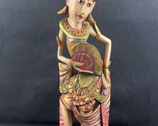 Balinese Legong Dancer Polychrome Sculpture