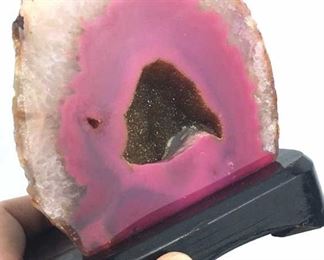 Pink Agate Geode on Stand, Brazil