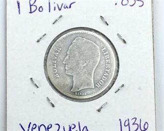 1936 Venezuela 1 Bolivar .835 Silver