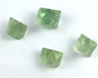 (4) Natural Green Octahedral Fluorite