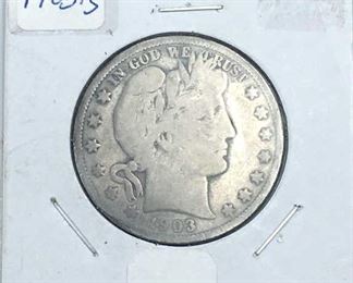 1903-S Silver Barber Half Dollar VG Coin