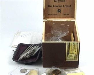 Mixed US & World Coin Collection in Wood Cigar