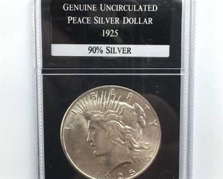 1925 Silver Peace Dollar in Holder