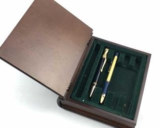 (2) Nice Pens in Wooden Pen Box