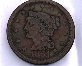 1854 U.S. Braided Hair Large Cent