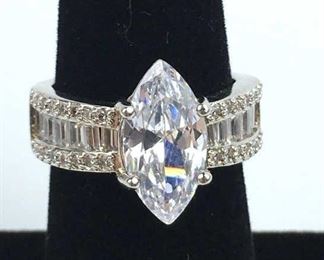 925 Silver Marquis CZ Ring