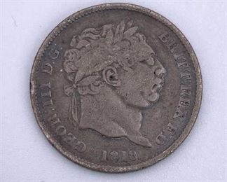 1818 Great Britain Silver 1/2 Shilling, Reeded