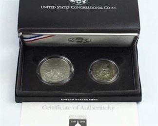 1989 Proof US Congressional Silver Dollar+Clad