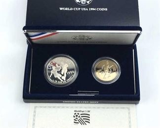 1994 Proof FIFA World Cup Silver Dollar+Clad Half