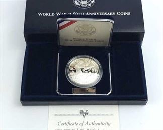 1991-95 Proof WWII 50th Anniv. Silver Dollar
