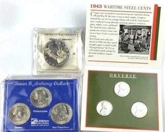 1979-P,D,S Susan B Anthony + 1943 Steel Cents+