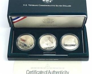 1994 US Veterans Silver Proof 3-Coin Dollar Set
