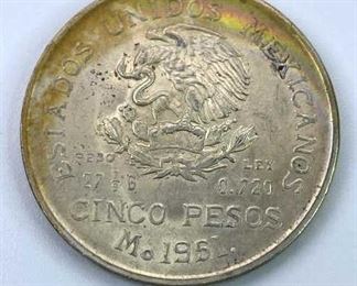 1951 BU Mexico Silver 5 Pesos, Nice Tone