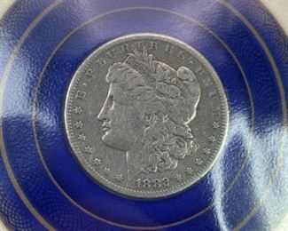 1882-S Morgan Silver Dollar, Fine, Carded w/ Info