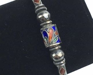 Sterling Silver Vintage Enameled Bracelet