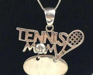 Sterling Silver 'Tennis Mom' Pendant Necklace