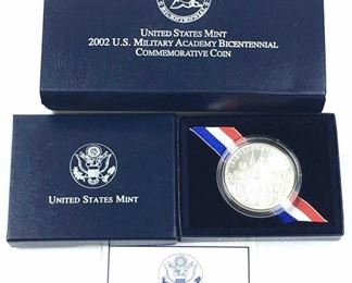 2002 US Military Academy Unc. Silver Dollar Comm.