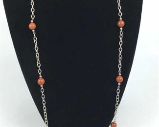 Sterling Silver Mahogany Obsidian Bead Necklace