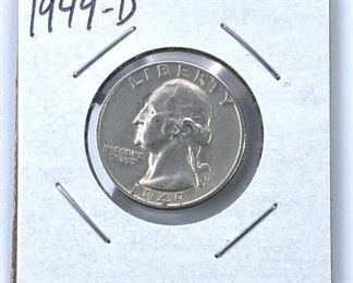 1949-D Washington Silver Quarter, Nice XF