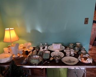 Milk glass, silver plate, Japanese tea sets, set of china