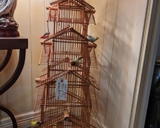 1950'S FIVE TEIR BAMBOO PAGODA STYLE BIRD CAGE