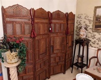 4 PANEL TEAK SCREEN FROM INDIA