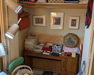 VINTAGE POLE LAMP, SEWING NOTIONS