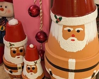 TERRA COTTA POT CHRISTMAS SANTAS